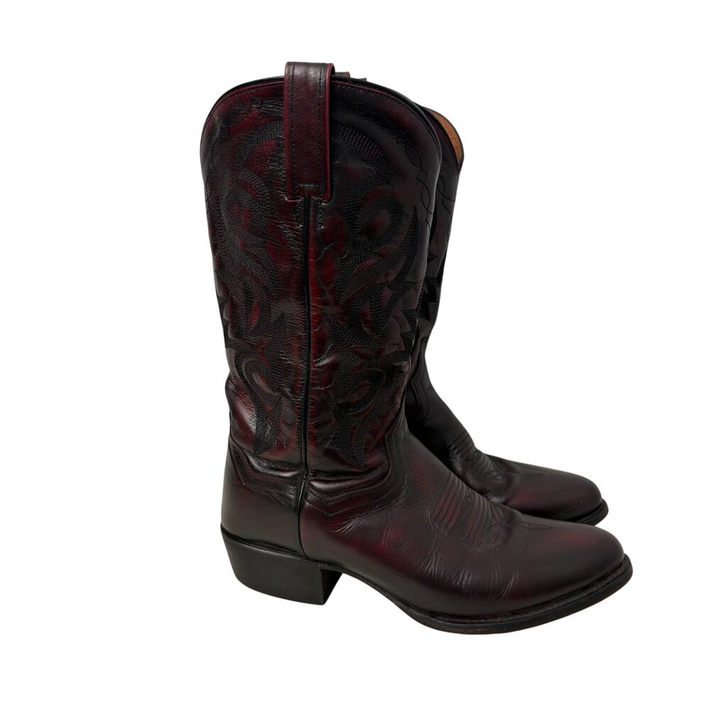 Dan Post Milwaukee Boots Men’s 9 EW Extra Wide Black Cherry Western Cowboy R-Toe